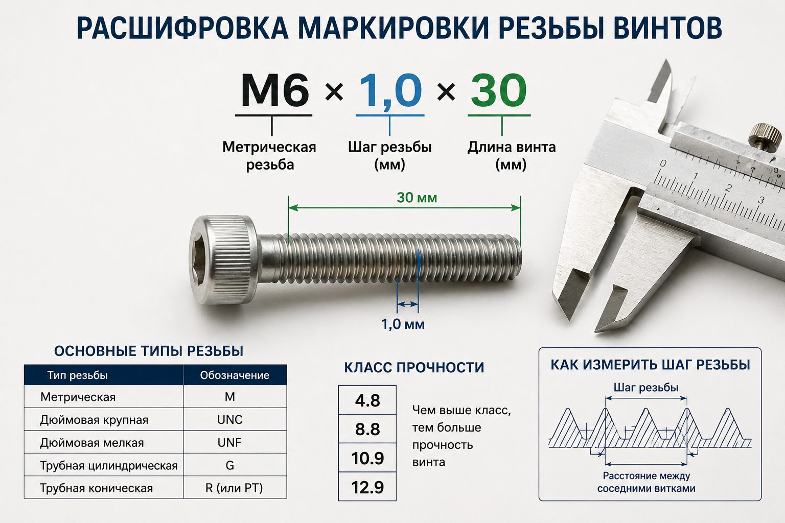 Расшифровка маркировки резьбы винтов: как правильно читать обозначения крепежа