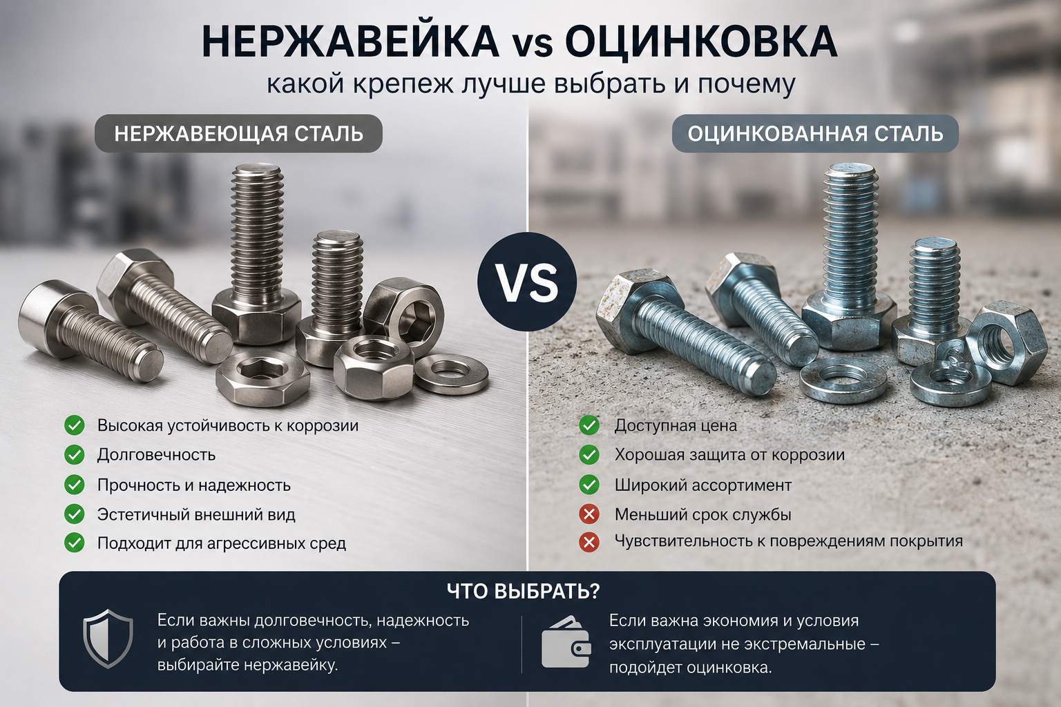 Нержавейка или оцинковка — какой крепеж лучше выбрать
